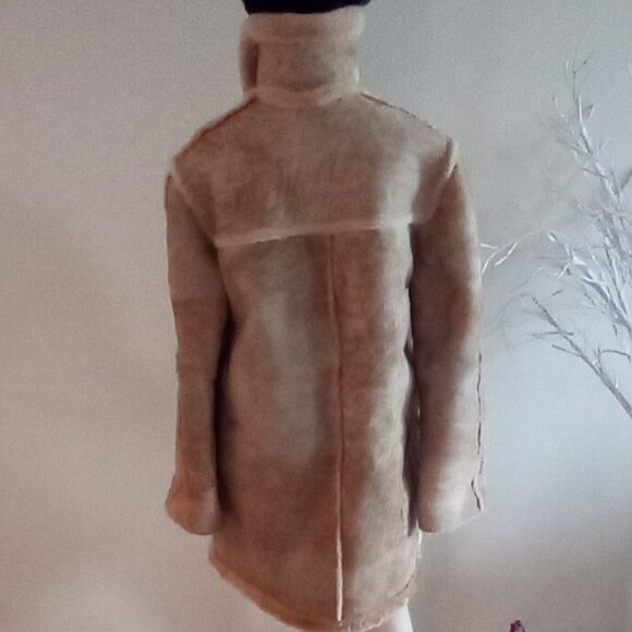 VTG Genuine House Of Leather Women's Suede Shearling Coat Sz M Bust 44" Doubled - Picture 5 of 14
